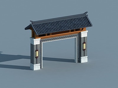 中式大门室外大门模型3d模型