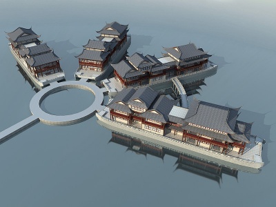 传统中式古建船坊模型3d模型