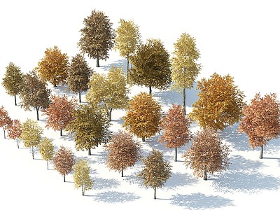 3d现代秋季植物组合模型