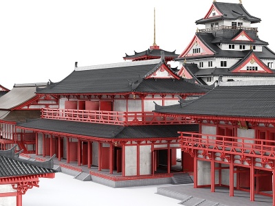 3d日式古建筑模型