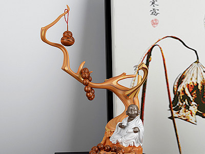 新中式木雕艺术摆件模型3d模型