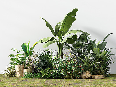 室外绿化植物灌木植物花坛模型3d模型