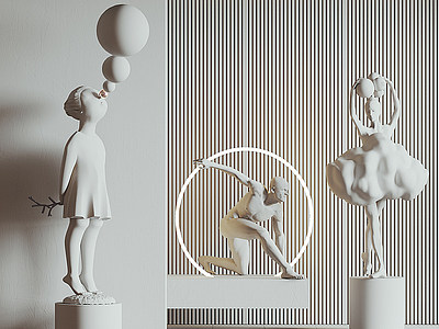 3d现代室内雕塑装置模型