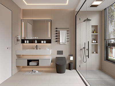 3d家居卫生间浴室厕所洗手台模型