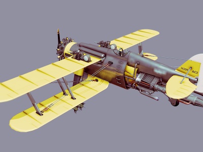 3d双翼飞机模型