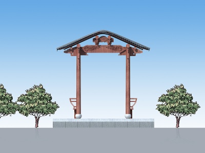 中式古建走廊雕花模型3d模型