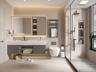 3d厕所<font class='myIsRed'>洗手</font>台浴室柜毛巾架模型
