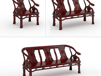 3d新中式沙发椅模型