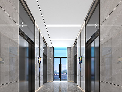 现代电梯厅模型3d模型