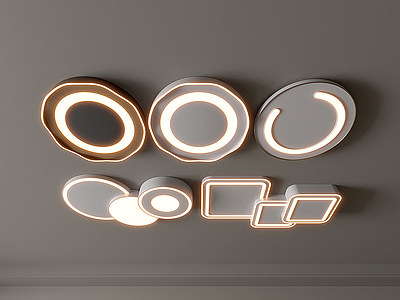 圆形几何卧室客厅吸顶灯3d模型