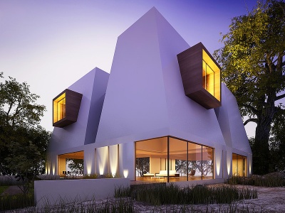 3d现代建筑外观模型