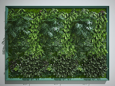 3d现代绿植墙景观墙模型