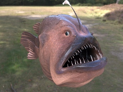 3d灯笼鱼足球鱼深海鱼类模型