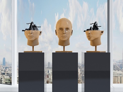 现代创意头部雕塑摆件模型3d模型