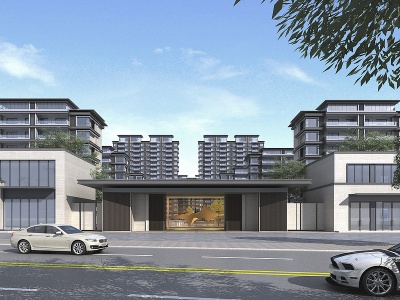 现代新中式住宅商业大门模型3d模型