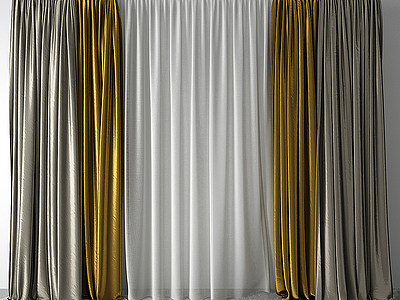 现代窗帘纱帘模型