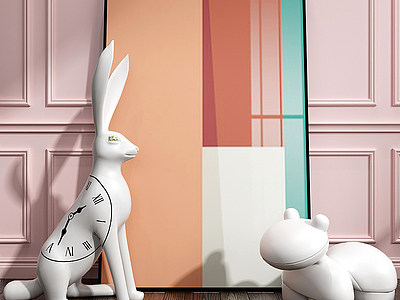 3d现代兔子装饰摆件模型