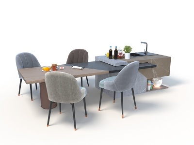 现代简约餐桌3d模型
