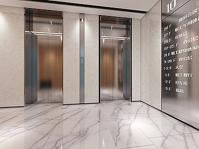 3d现代电梯前室楼层指示牌模型