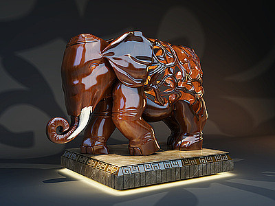 新中式大象雕塑装饰品模型3d模型