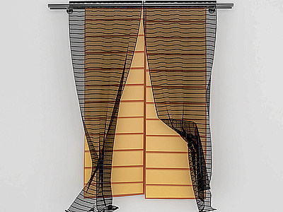 3d日式窗帘模型