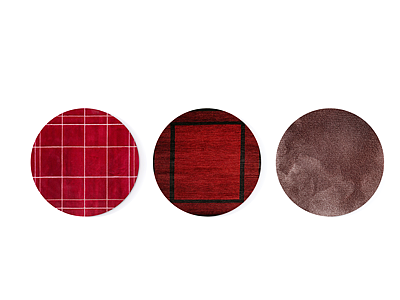 3d现代深红色圆形地毯组合模型