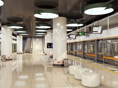 3d现代地铁站模型