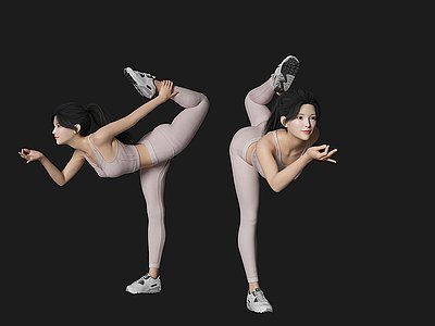 3d健身瑜伽美女人物模型