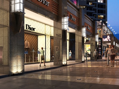3d现代商业街模型