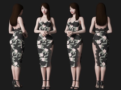 3d旗袍美女人物模型