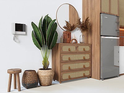 3d现代小户型L橱柜厨房组合模型