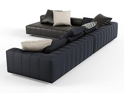 3d现代多人超大大气皮质沙发模型