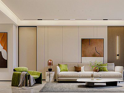 3d现代简约家居客厅模型