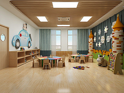 3d现代幼儿园手工教室模型