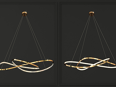 金属鱼线吊灯餐厅灯模型