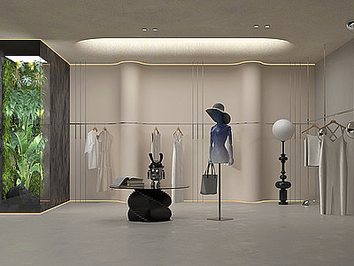 3d商场现代时尚服装店女装店模型