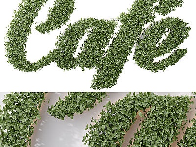 3dCafe字体墙体植物草雕模型