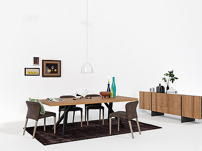 餐厅餐桌椅组合模型3d模型