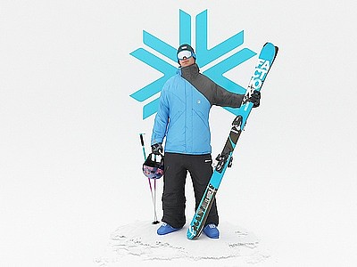 3d冬季运动滑雪男士人物模型