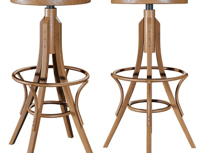 单人高架凳圆凳餐椅岛台椅模型