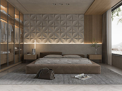 3d现代简约简欧家居卧室模型