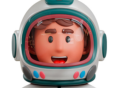 3d卡通人物头像宇航员模型