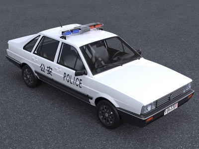 3d7080年代老款桑塔纳警车模型
