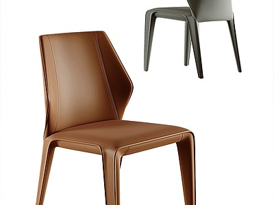 现代轻奢皮质休闲椅靠椅模型3d模型