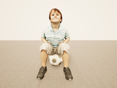 玩足球小男孩模型