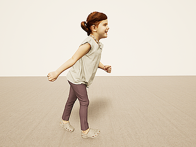 跑步跑姿小女孩模型