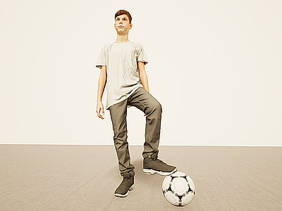 踢足球小男孩模型3d模型