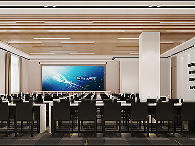 3d现代大型新媒体大屏会议室模型