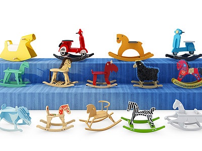 现代儿童木马摇椅玩具模型