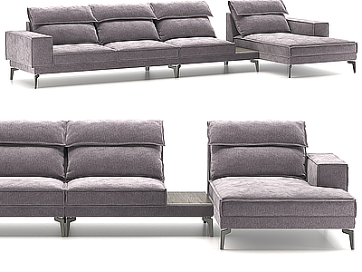 现代布艺多人组合沙发模型3d模型